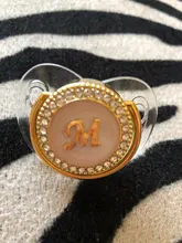 Chupete de lujo transparente hecho a mano con 26 letras iniciales para niños recién nacidos, ortodóntico para bebé, tetina para pezón