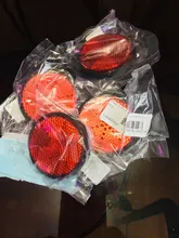 REFLECTOR redondo para motocicleta, accesorio Universal de 2x2 pulgadas, para ATV, Dirt Bikes, con perno, placa de número, color rojo y naranja