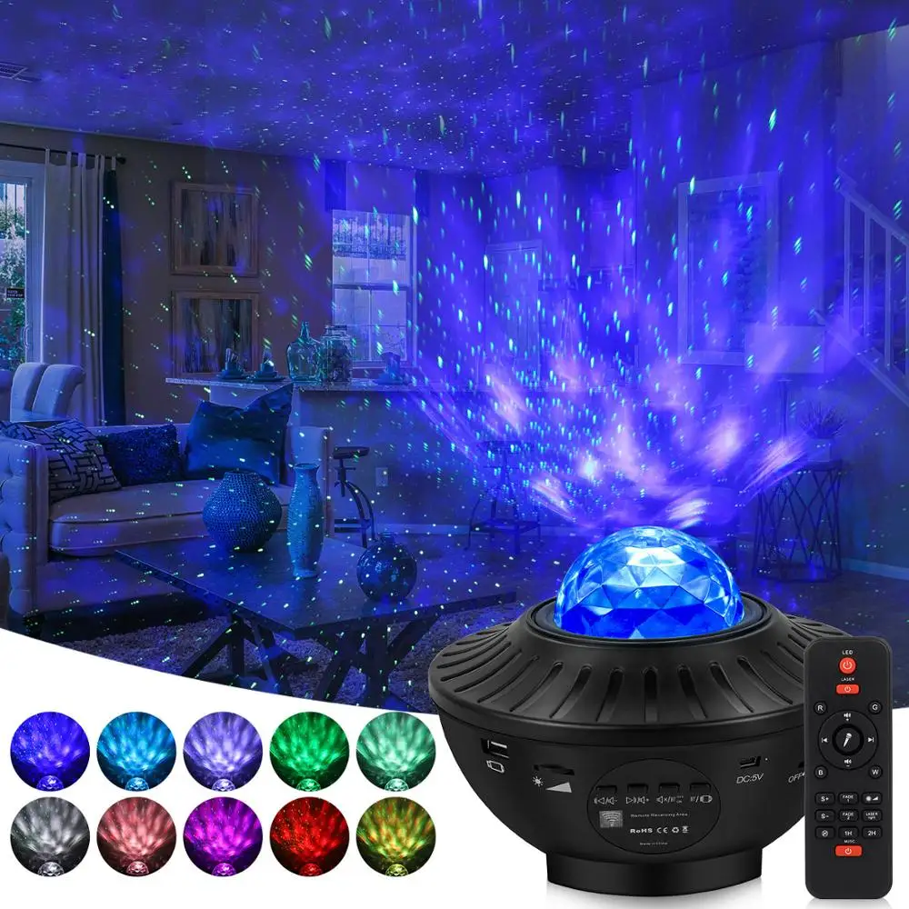 Colorful Starry Sky Night Light Projector Ocean Wave Star Projector Ambiance Lamp with Bluetooth Music Speaker for Bedroom
Colorful Starry Sky Night Light Projector Ocean Wave Star Projector Ambiance Lamp with Bluetooth Music Speaker for Bedroom