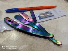 FnLune hombres recto peluquería de afeitar de pelo en el sobaco pelo púbico navaja plegable herramienta de depilación y 1 hoja El estilista sostiene una navaja y envía una cuchilla para afeitar el vello de las axilas