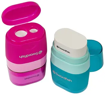 Swordfish-eraser and sharpener 2 in 1, 1 piece, assorted color pens 
Swordfish-eraser and sharpener 2 in 1, 1 piece, assorted color pens