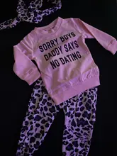 Conjunto de ropa para niña recién nacida, pantalones de leopardo a la moda, Tops con estampado de letra rosa, diadema, 3 uds., trajes para niño pequeño