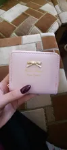 Cartera pequeña de cuero con lazo de caramelo para mujer, monedero pequeño con cremallera