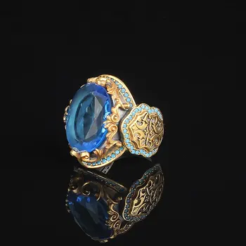 

925 Sterling Silver Ring Mens Ring Real Gemstone Handmade Luxury Rings Knight Ring Rhodium Plated Blue Topaz Gemstone
