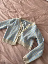 OCEANLOVE cuadros suéteres mujeres corto Slim coreano nueva moda Chaquetas de punto Otoño Invierno dulce 2021 Chaqueta Mujer 18825