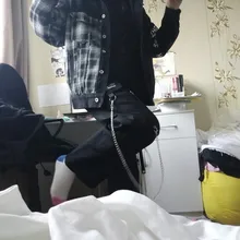 QWEEK-pantalones Cargo de estilo Harajuku gótico para mujer, capris Punk con cadena de pierna ancha, ropa de calle de talla grande de estilo coreano, ropa de calle femenina, Emo