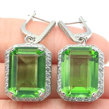 37x16mm Popular Style 18x13mm 14g Created Green Tsavorite Garnet High Quality Zircon Luxury Daily Wear Silver Earrings 
37x16mm Popular Style 18x13mm 14g Created Green Tsavorite Garnet High Quality Zircon Luxury Daily Wear Silver Earrings