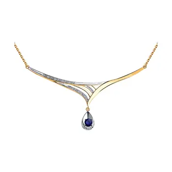 Sokolov gold necklace with diamonds and Sapphire, fashion jewelry, 585, women's male 
Sokolov gold necklace with diamonds and Sapphire, fashion jewelry, 585, women's male