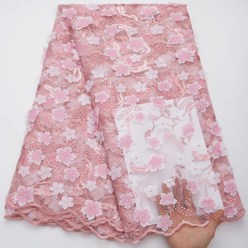 African Lace Fabric Embroidery 3D Flower French Mesh Lace Fabrics Latest Sequins Tulle Pink Wedding Party Dress Materials 2791A
African Lace Fabric Embroidery 3D Flower French Mesh Lace Fabrics Latest Sequins Tulle Pink Wedding Party Dress Materials 2791A
