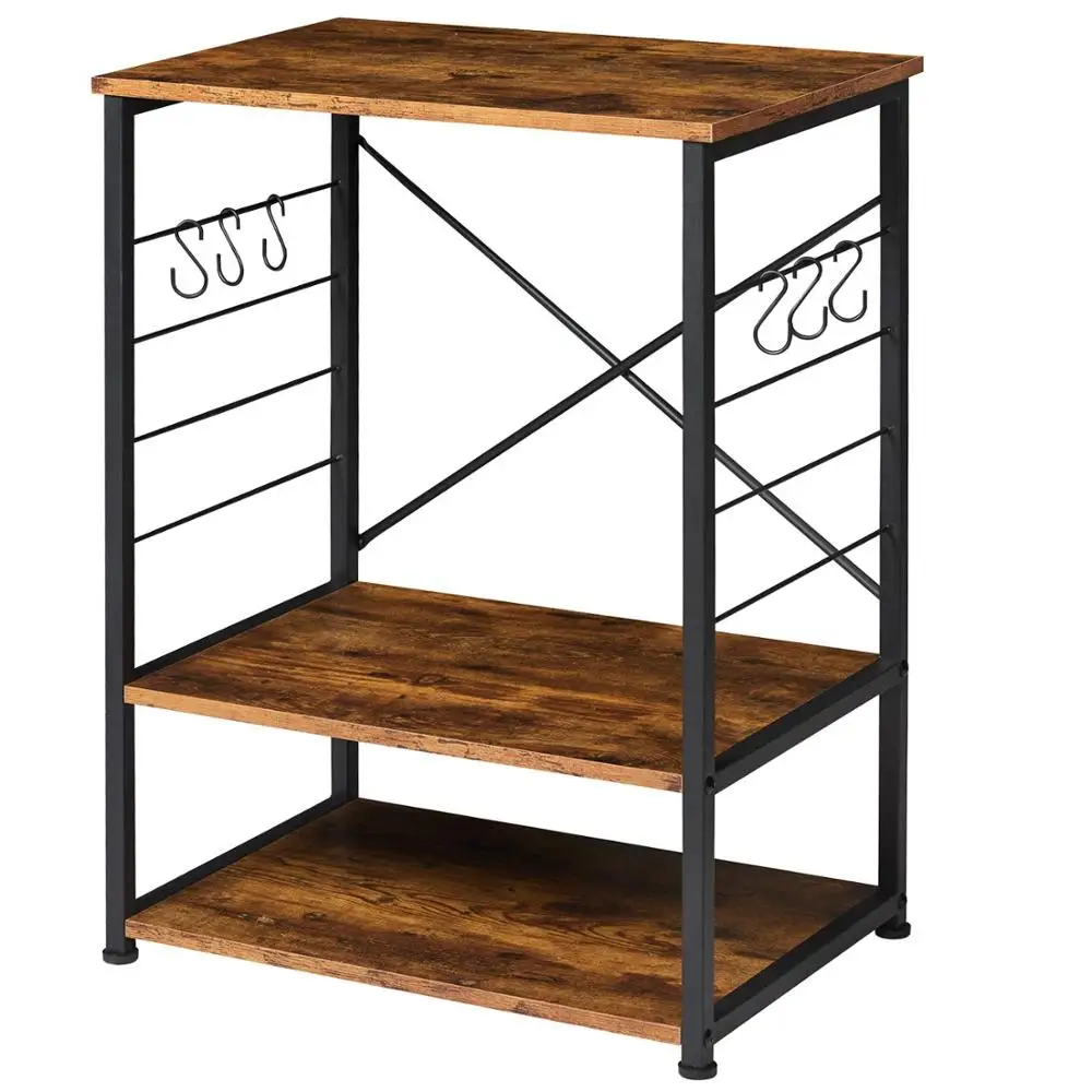 3-Tier Industrial Kitchen Baker's Rack, Coffee Bar Microwave Stand with Metal Frame and 6 Hooks, Multifunctional Storage Racks
3-Tier Industrial Kitchen Baker's Rack, Coffee Bar Microwave Stand with Metal Frame and 6 Hooks, Multifunctional Storage Racks