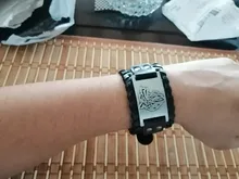 Punk hombres ancho brazalete vikingo encanto de diseño pulsera con cabeza de Lobo cuero tejido ajustable pulsera de la joyería