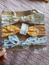 Diadema elástica con Orejas de conejo para niña, Set de 3 unidades, lazos estampados de flores, para niña turbante, accesorios para el cabello