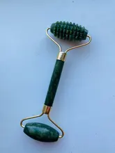 Rodillo de Jade VERDE de doble cabeza, masajeador elíptico para cara, cuello, cara, adelgazante, herramientas de belleza de cara delgada, 1 Estiramiento Facial
