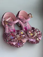 Disney nuevos niños fiesta sandalias de cuero de las niñas PU de tacón alto zapatos infantiles para niñas zapatos de vestido de baile, sandalias