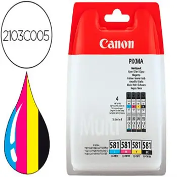 Ink-jet canon cli 581 pixma tr8550 / ts6250 / ts8250 / ts9150 / ts9550 pack 4 Black Yellow cyan magenta 5,6 ml 154565-2103C005
Ink-jet canon cli 581 pixma tr8550 / ts6250 / ts8250 / ts9150 / ts9550 pack 4 Black Yellow cyan magenta 5,6 ml 154565-2103C005