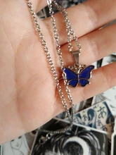 JUCHAO-colgante de acero inoxidable con forma de mariposa para mujer, collar con Control de temperatura, cambio de Color, joyería