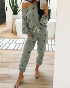 2020 Women Fashion Elegant Casual Stars Print Casual Top & Pant Set Long Sleeve Off Shoulder Spring Top Pants Set
2020 Women Fashion Elegant Casual Stars Print Casual Top & Pant Set Long Sleeve Off Shoulder Spring Top Pants Set