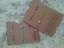 Make a Wish Crown-pulsera de tarjeta de papel tejida con corazón cruzado de cinco estrellas, pulseras de hilo rojo de la suerte ajustables, joyería para mujer
