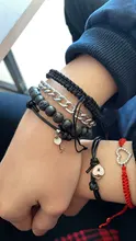 1 par de nueva llegada pulsera de pareja de llave de aleación de candado de corazón pulsera con dijes hecha a mano joyería de cuerda pulsera de los Amantes regalos para mujeres