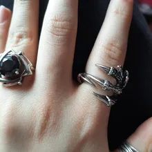Anillo de estilo gótico para hombre y mujer, sortija de serpiente con diseño de garra de dragón y animales, Estilo Vintage, Punk, Hip Hop, apertura ajustable, regalo de joyería
