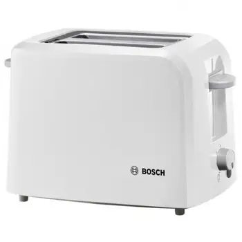 BREAD TOASTER BOSCH TAT3A011 WHITE-980W-2 SLOTS GREATER-ELECTRONIC SENSOR-AUTO-OFF-COMPACT 
BREAD TOASTER BOSCH TAT3A011 WHITE-980W-2 SLOTS GREATER-ELECTRONIC SENSOR-AUTO-OFF-COMPACT