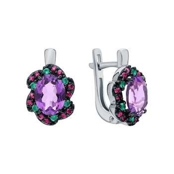 Silver earrings with amethyst, cubic zirconia and spinels synthetic sunlight sample 925 test
Silver earrings with amethyst, cubic zirconia and spinels synthetic sunlight sample 925 test