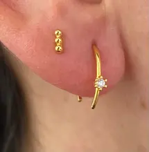 Canner 1 par 925 pendientes tipo botón de plata fina para las mujeres joyería fina hélice lindo pequeño Piercing para cartílago pendientes de botón pendientes W5