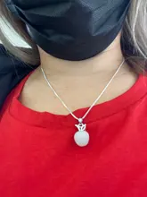 NEHZY-colgante de Plata de Ley 925 con forma de manzana y ópalo rosa, collar de 45CM de longitud