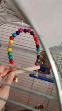 Wooden Parrot Swing Toy Bird Cage Accessories Bird Stand Rack Hanging Perch For Bird Parrot Swing Toy with Colorful Beads Bells