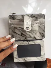 Tarjetero con textura de mármol, cartera pequeña de bolsillo para tarjetas de crédito, delgado y delgado, color blanco
