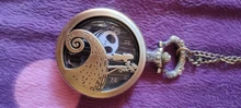 BronzeThe-reloj de bolsillo Vintage pesadilla antes de Navidad para niños, collar con colgante, película de Jack skeleton, Tim