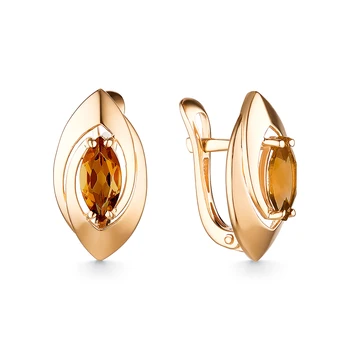 Gold earrings with quartz sunlight sample 585 
Gold earrings with quartz sunlight sample 585