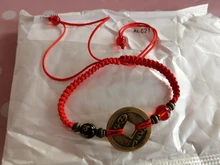 Budista de 6 palabras, moneda antigua, Kabbalah, pulseras de hilo rojo, protección de la suerte, R7RF