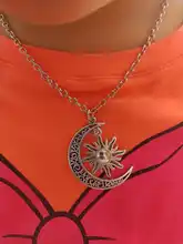 Colgante de plata tibetana con forma de Luna y sol, joyería hecha a mano, 1 unidad