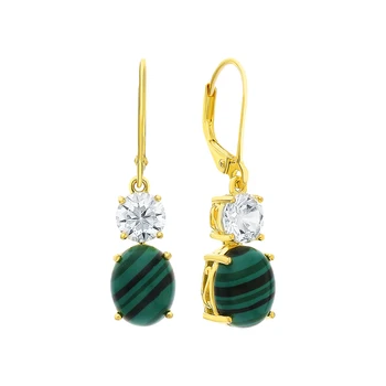 Silver earrings with malachite and cubic zirconia sunlight sample 925 
Silver earrings with malachite and cubic zirconia sunlight sample 925
