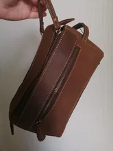 MISFITS-Bolso de cuero genuino crazy horse para hombre, neceser de viaje informal vintage de cuero de vaca, bolso de mano para artículos de tocador