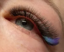 HBZGTLAD-pestañas postizas de colores individuales, pestañas postizas con degradado de agua púrpura + azul verde, 8-15mm, novedad