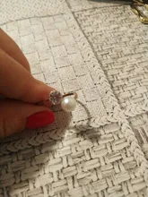 CACANA-anillos de acero inoxidable para mujer, joyería de moda de perlas chapadas y circonita cúbica, n. ° R97, venta al por mayor