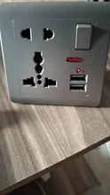 Delviz-Toma de corriente de pared con 5 orificios, enchufe Usb estándar europeo, Panel empotrado gris, doble puerto USB 2.1A, CA 110-250V, toma de corriente de Reino Unido, Universal