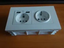 SRAN-enchufe eléctrico de pared con conexión a tierra, indicador LED oculto, enchufe doble con usb, 146x86mm