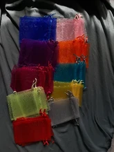 50 unids/lote 5x7cm 7x9cm 9x12cm 10x15cm Cordón de Organza bolsas joyería bolsas de embalaje de caramelo de la boda al por mayor de regalos bolsas