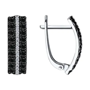 Sokolov drop earrings with stones in white gold with colorless and black diamonds, fashion jewelry, 585, women's male, long earrings 
Sokolov drop earrings with stones in white gold with colorless and black diamonds, fashion jewelry, 585, women's male, long earrings