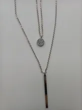 Collar de doble capa de Plata de Ley 925, redondo brillante, circón completo, collares con colgantes largos, regalo para niña, accesorios finos NK062