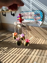 Pajita de madera colorida para loros, juguete interactivo colgante con campana para interior y exterior, jaula para loros, accesorios para mascotas