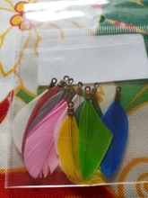 OlingArt-plumas naturales Multicolor, 35MM, 10 unids/lote, Clips de Metal de bronce, DIY, collar, pendientes, colgantes de correas para fabricación de joyería