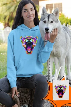 Angemiel Wear Open Mouth Tiger Blue Women 'S Hooded Sweatshirt Bags Kombin 
Angemiel Wear Open Mouth Tiger Blue Women 'S Hooded Sweatshirt Bags Kombin