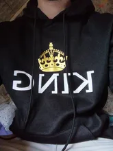Estampado de QUEEN y KING para hombre y mujer, Sudadera con capucha de manga larga para parejas, jerséis informales sexys de moda, sudaderas con capucha, ropa de calle