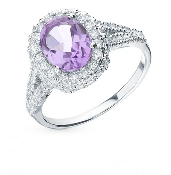 Silver ring with amethyst and cubic zirconia sunlight sample 925 
Silver ring with amethyst and cubic zirconia sunlight sample 925