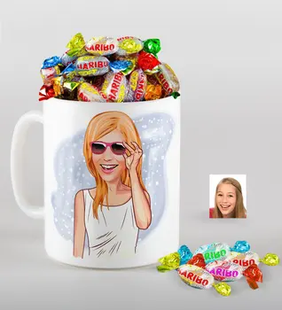 Personalized Women 'S Caricature Of mug And Haribo Fruitbons Candy Gift Seti-18
Personalized Women 'S Caricature Of mug And Haribo Fruitbons Candy Gift Seti-18