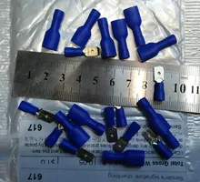 Conector de Cable de crimpado de pala aislada, Kit de Terminal macho hembra de 100mm, 16-14 AWG, 22-16AWG, 12-10AWG, 6,3 Uds.